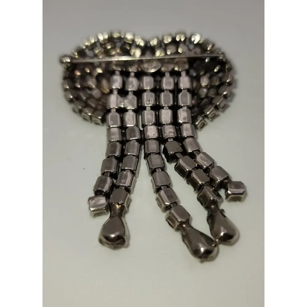 Vintage Kramer of New York Silver-tone Rhinestone Waterfall Brooch